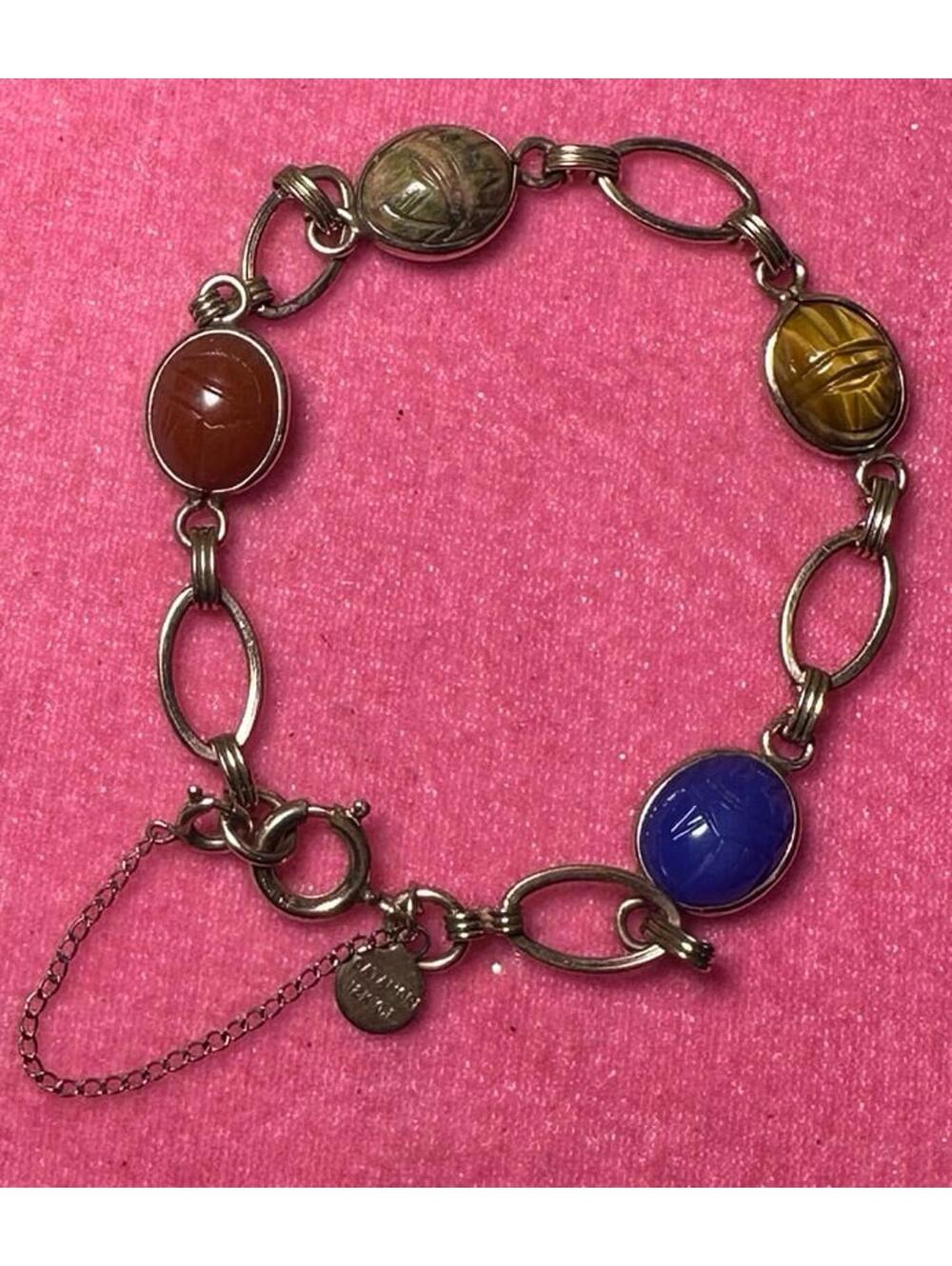 Bracelet Vintage Egyptian Scarab 12K Filled Catamore has makers mark Excellent
